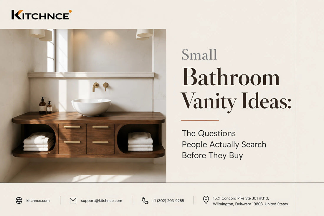 small bathroom vanity ideas floating solid wood walnut vanity white tile open floor space