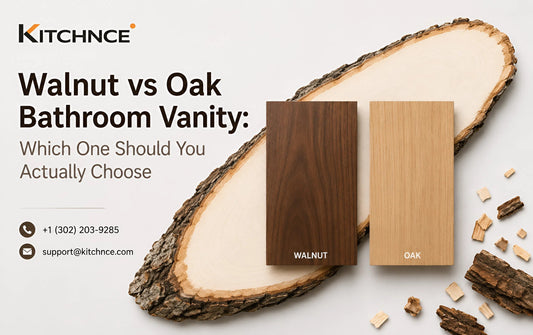 walnut vs oak bathroom vanity wood sample comparison dark walnut light oak grain swatch