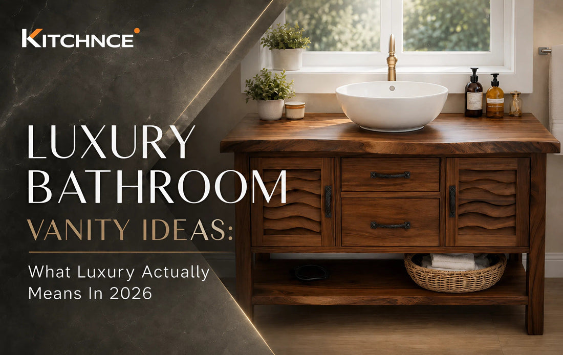 luxury bathroom vanity ideas solid walnut wood warm grain marble countertop brushed brass elegant