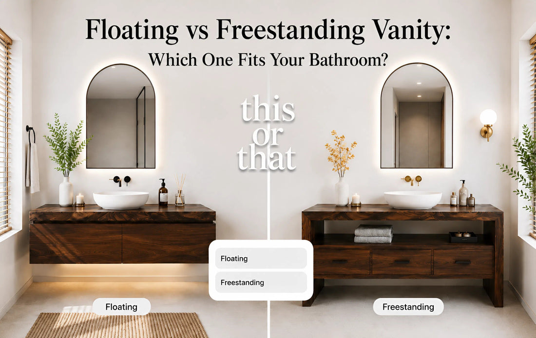 floating vs freestanding bathroom vanity comparison walnut wood which one fits your bathroom