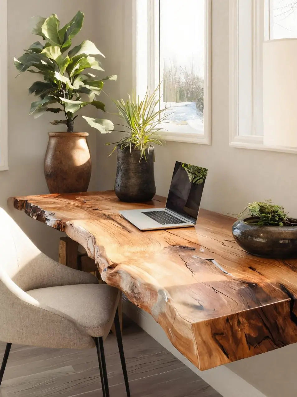 Modern Live Edge Floating Desk For Home Office Workspace Kitchnce