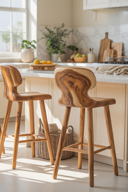 Modern Sculpted Bar Stools With Curved Backrest For Kitchen Kitchnce