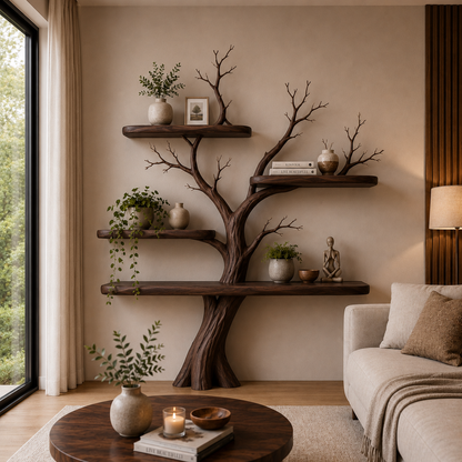 Tree Bookshelf | Handmade Solid Wood Wall Shelf