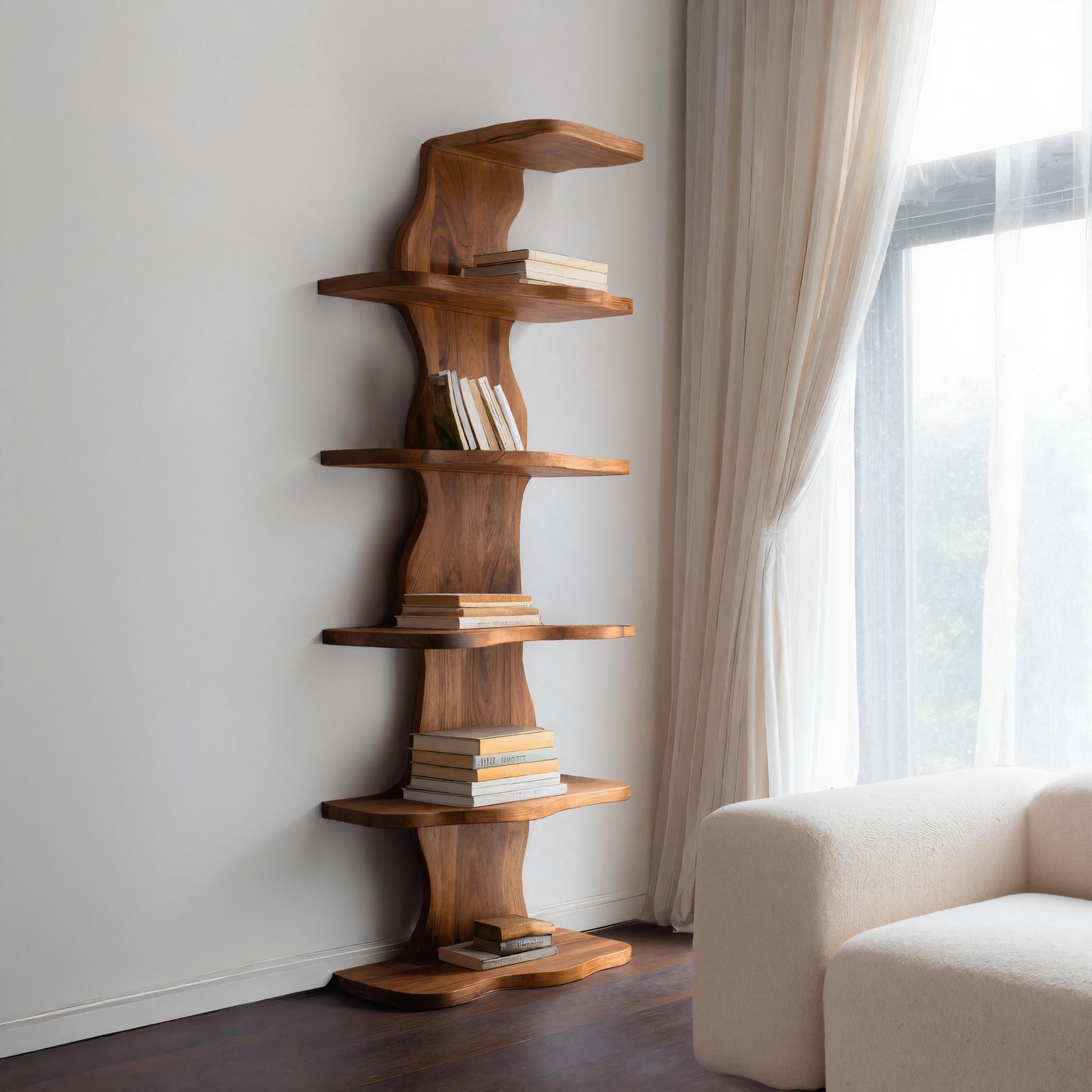 Modern Sculptural Wave Bookshelf For Living Room Kitchnce
