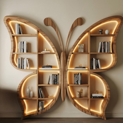 Butterfly Bookshelf With LED For Living Room Or Bedroom Kitchnce