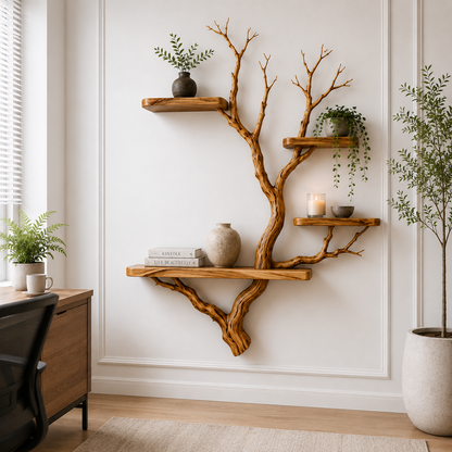 Tree Bookshelf | Handmade Solid Wood Floating Wall Shelf