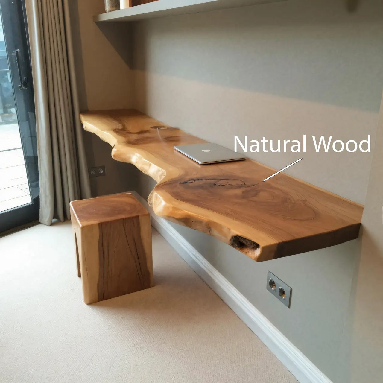Modern Live Edge Floating Desk With Home Office Workspace Kitchnce