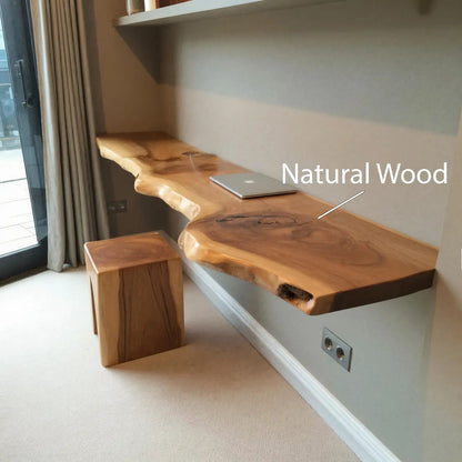 Modern Live Edge Floating Desk With Home Office Workspace Kitchnce