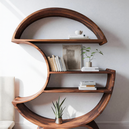 Modern Half Moon Bookshelf For Living Room Or Office Kitchnce
