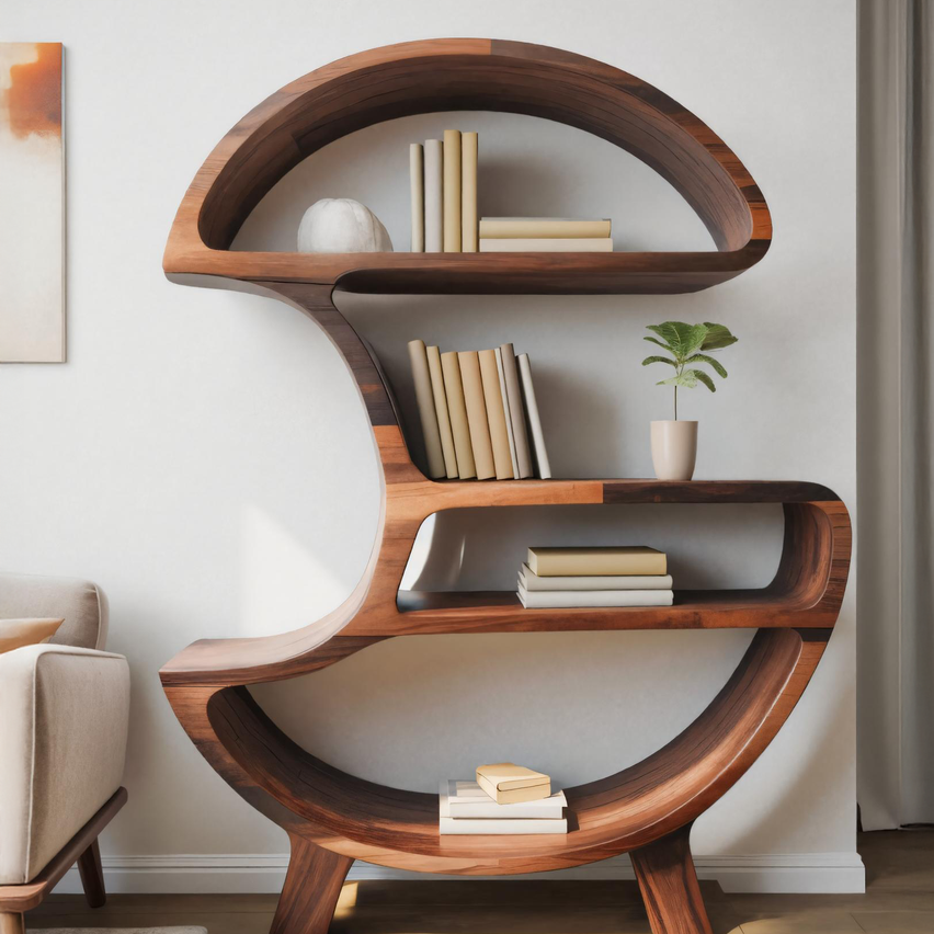 Modern Organic Bookshelf For Living Room Or Office Kitchnce