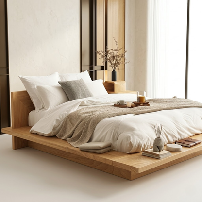 Modern Low Profile Platform Bed Frame, Minimalist Bedroom Furniture Design
