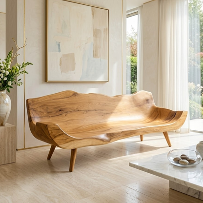 Modern Upholstered Curved Sofa, Sculptural Accent Seating for Elegant Home Interiors