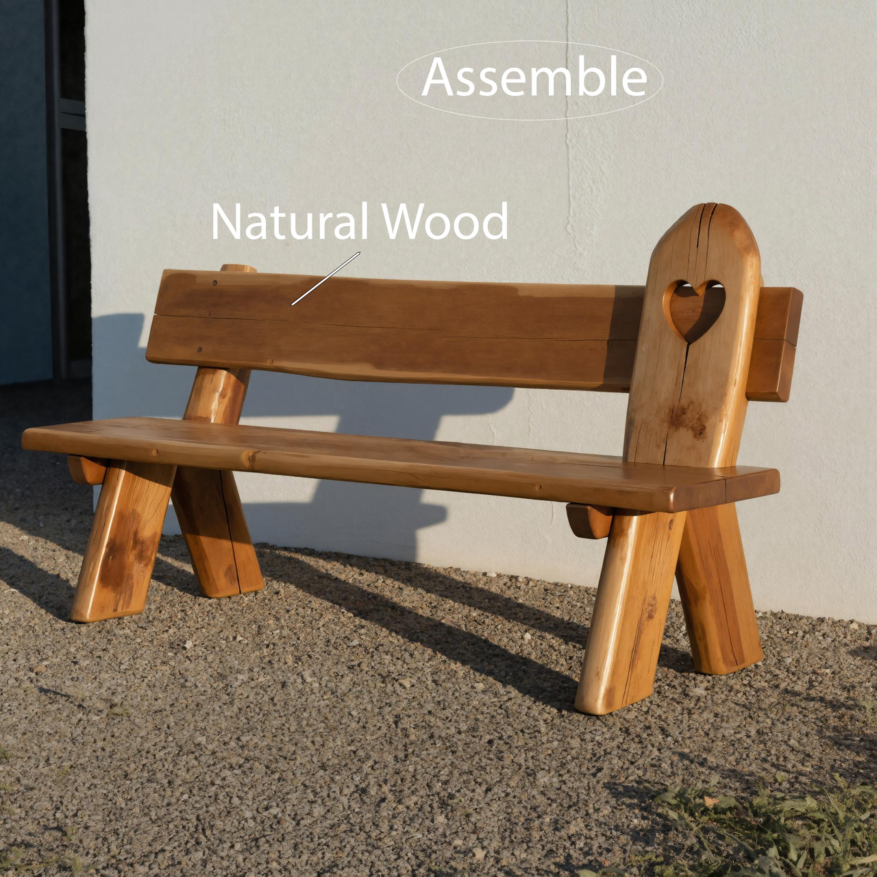 Rustic Handmade Bench With Heart Cutout For Garden Or Porch Kitchnce
