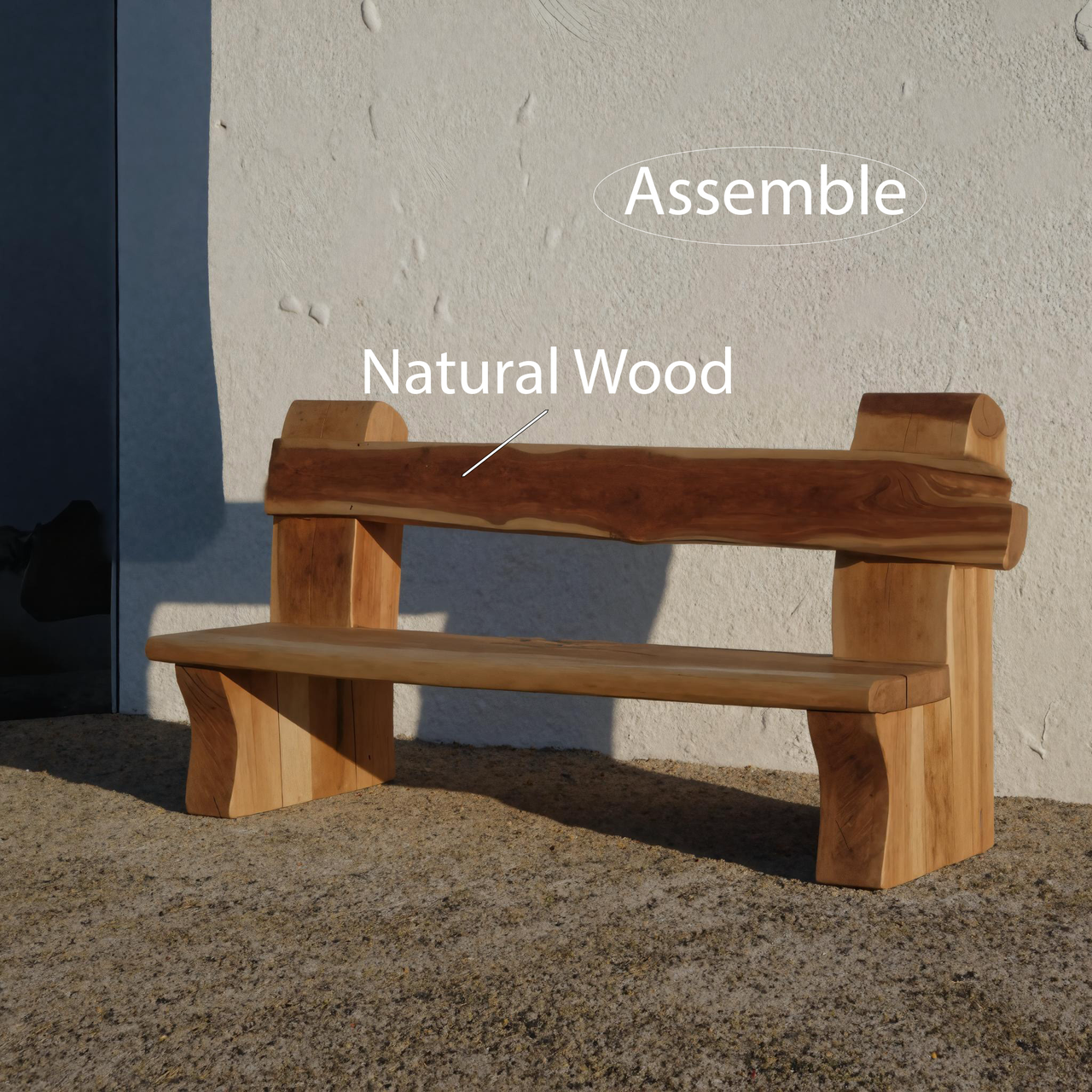 Rustic Live Edge Bench With Natural Finish For Yard Or Porch Kitchnce