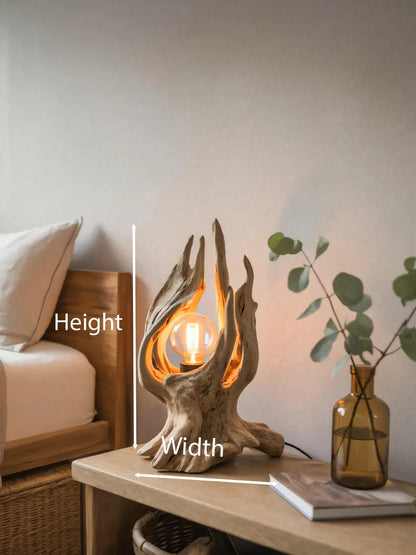 Rustic Driftwood Table Lamp With Exposed Bulb For Bedroom Or Living Room Kitchnce