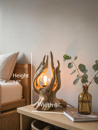 Rustic Driftwood Table Lamp With Exposed Bulb For Bedroom Or Living Room Kitchnce
