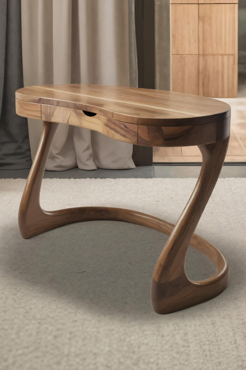 Modern Sculpted Desk With Drawers For Minimalist Home Office Kitchnce