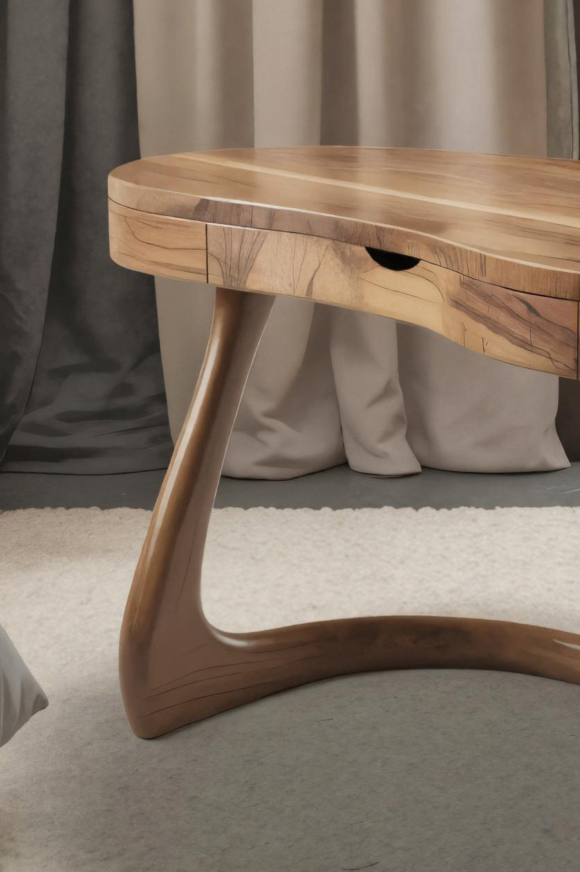 Modern Sculpted Desk With Drawers For Minimalist Home Office Kitchnce