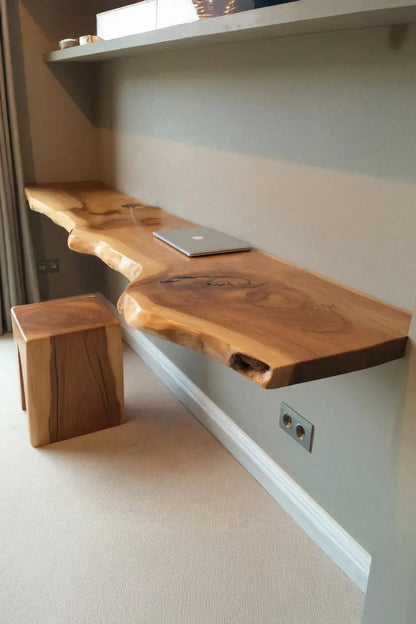 Modern Live Edge Floating Desk With Home Office Workspace Kitchnce