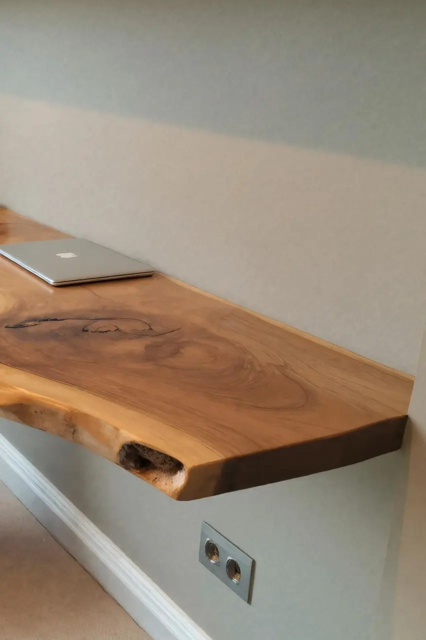 Modern Live Edge Floating Desk With Home Office Workspace Kitchnce