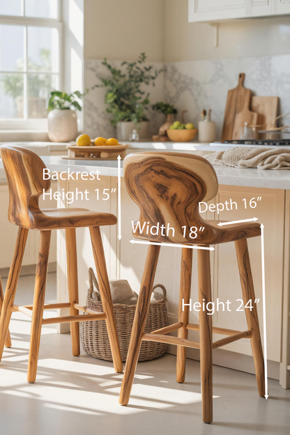 Modern Sculpted Bar Stools With Curved Backrest For Kitchen Kitchnce