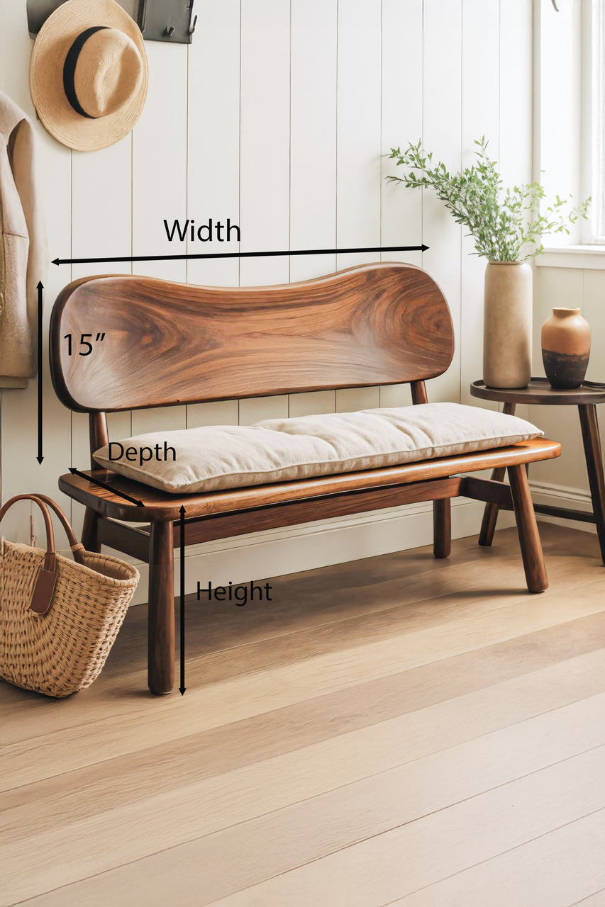 Modern Bench With Curved Backrest For Bedroom Kitchnce