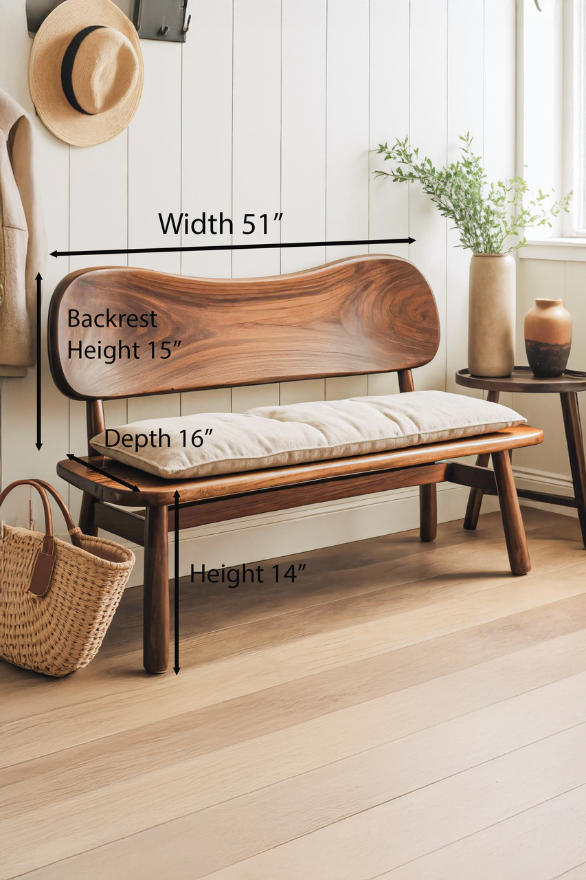 Modern Bench With Curved Backrest For Bedroom Kitchnce