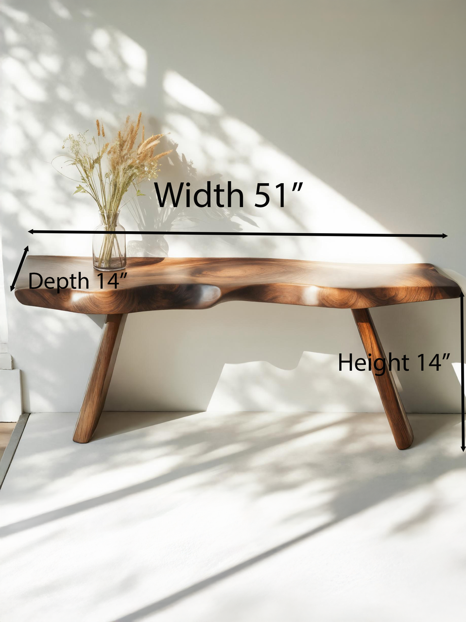 Organic Live Edge Bench For Entryway Or Hallway Kitchnce