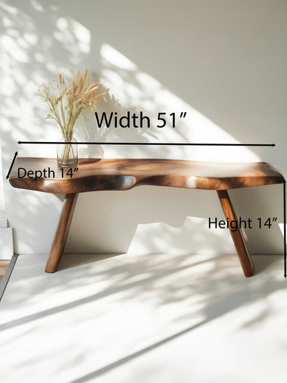 Organic Live Edge Bench For Entryway Or Hallway Kitchnce
