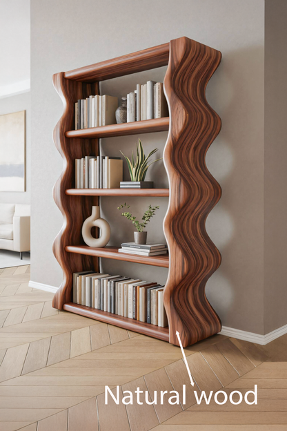 Modern Wave Bookshelf For Living Room Or Office Kitchnce