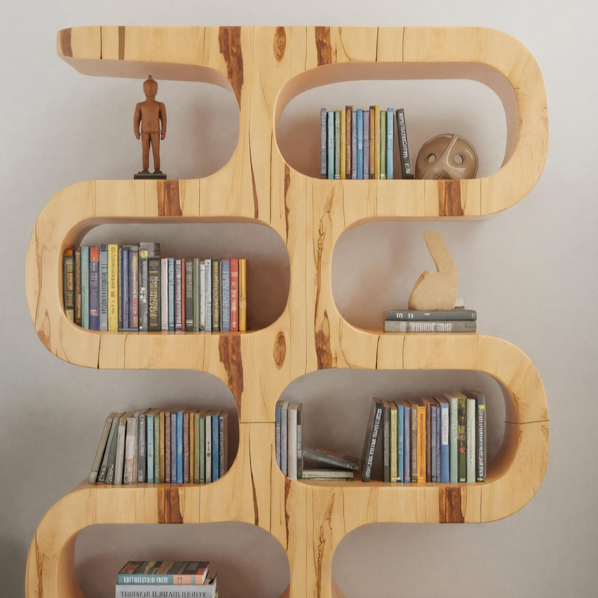 Modern Curved Bookshelf For Japandi Or Minimalist Living Room Kitchnce