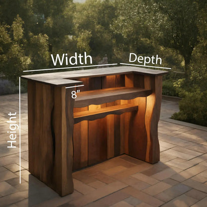 Rustic Outdoor Bar Counter With Lighting For Patio Or Garden Kitchnce