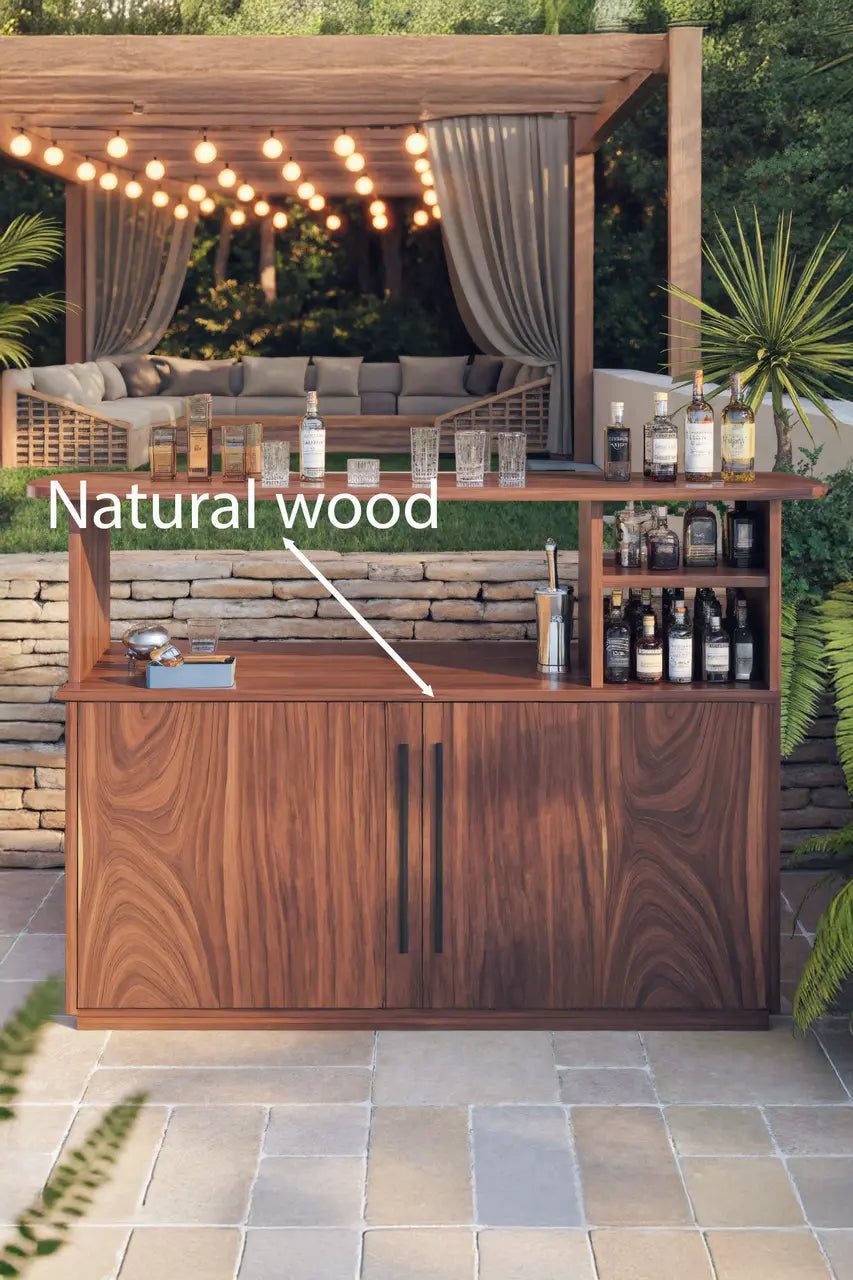 Modern Outdoor Bar Table With Cabinet For Patio Or Poolside Kitchnce
