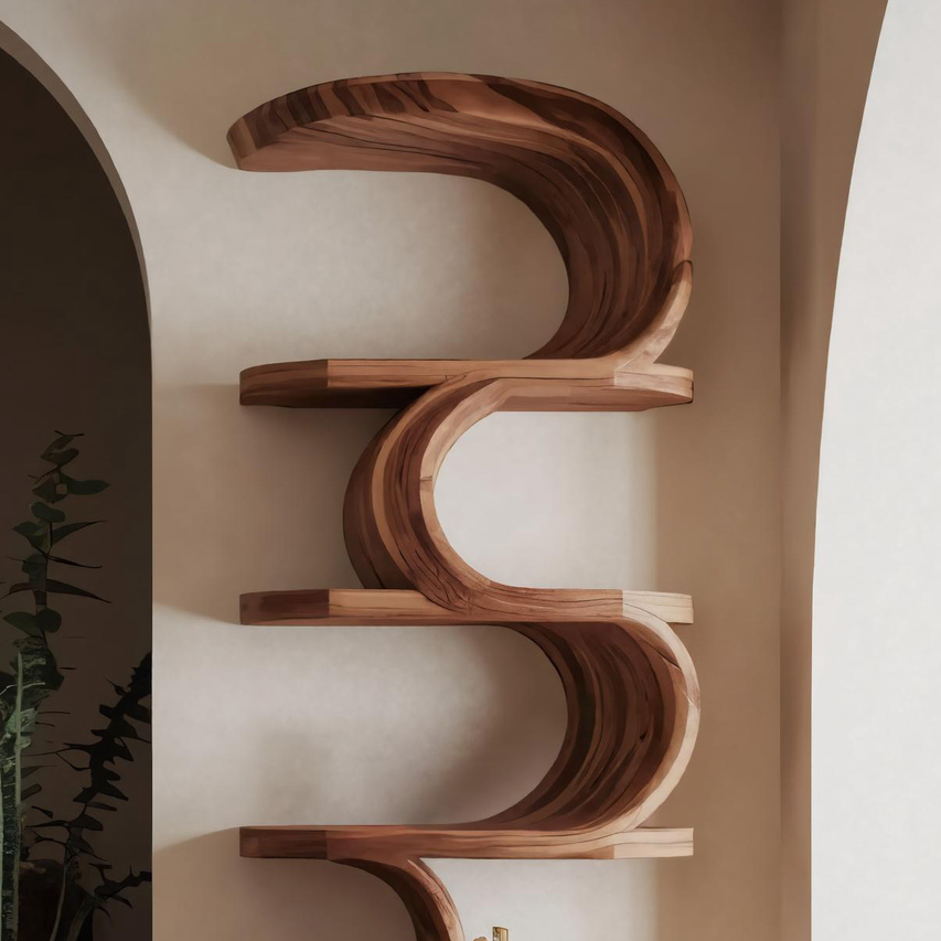 Modern Curved Bookshelf For Living Room Or Office Storage Kitchnce