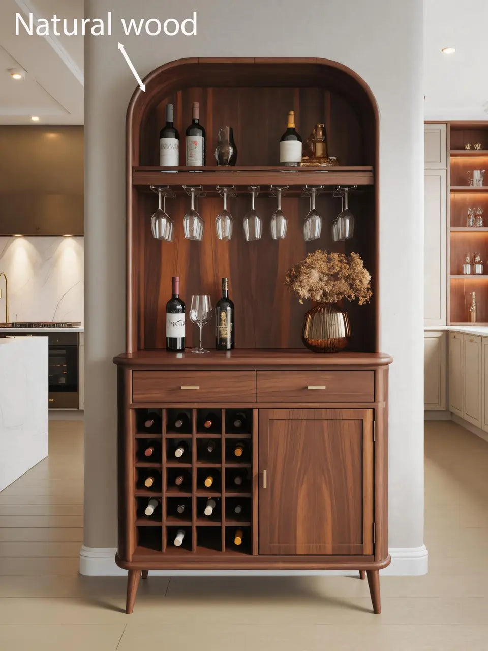 Mid Century Arched Wine Cabinet For Kitchen Kitchnce