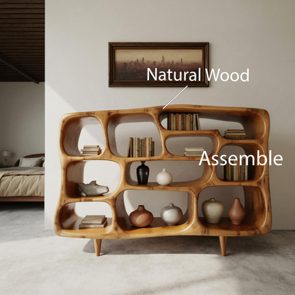 Modern Organic Bookshelf With Open Shelves For Living Room Or Office Kitchnce
