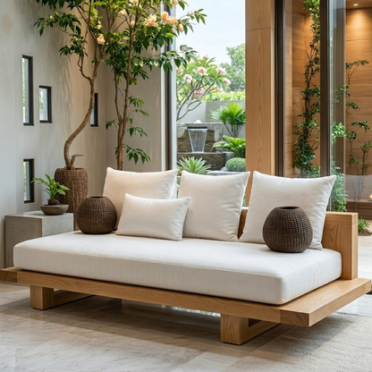Modern Minimalist Solid Wood Daybed Sofa for Living Room