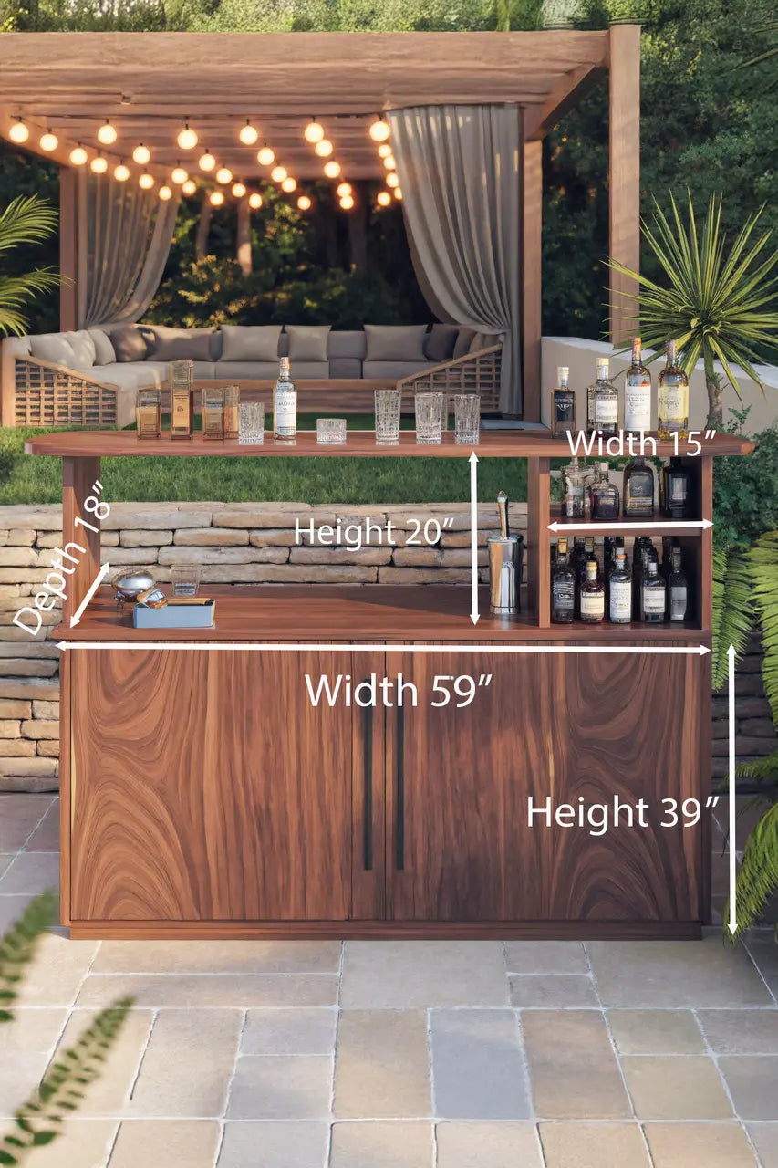 Modern Outdoor Bar Table With Cabinet For Patio Or Poolside Kitchnce