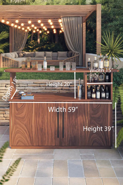 Modern Outdoor Bar Table With Cabinet For Patio Or Poolside Kitchnce