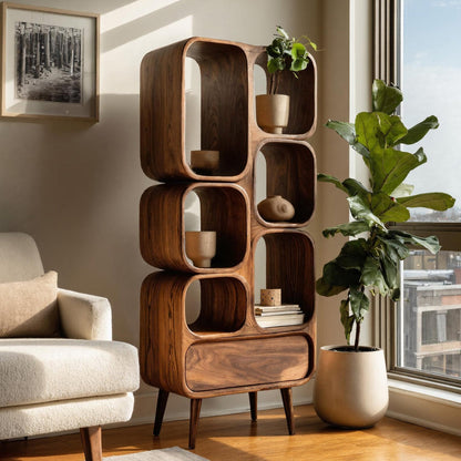 Minimalist Wooden Bookshelf For Contemporary Living Room Kitchnce