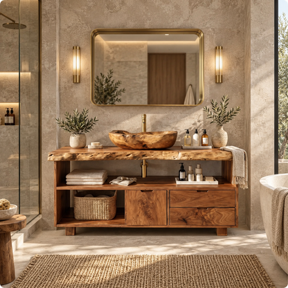 Solmere Live Edge Solid Wood Bathroom Vanity