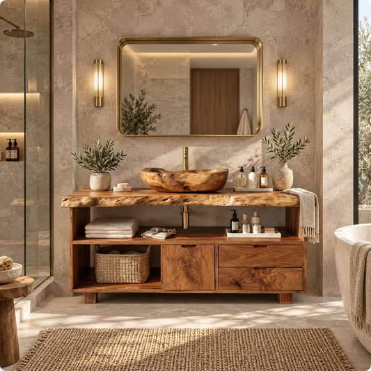 Solmere Live Edge Solid Wood Bathroom Vanity