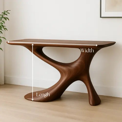 Handcrafted Solid Wood Wave Console Table – Contemporary Organic Form Kitchnce