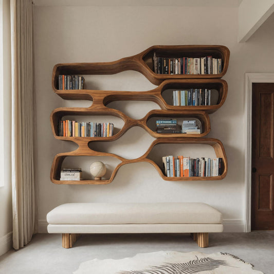 Organic Sculptural Wall Bookcase For Living Room Kitchnce