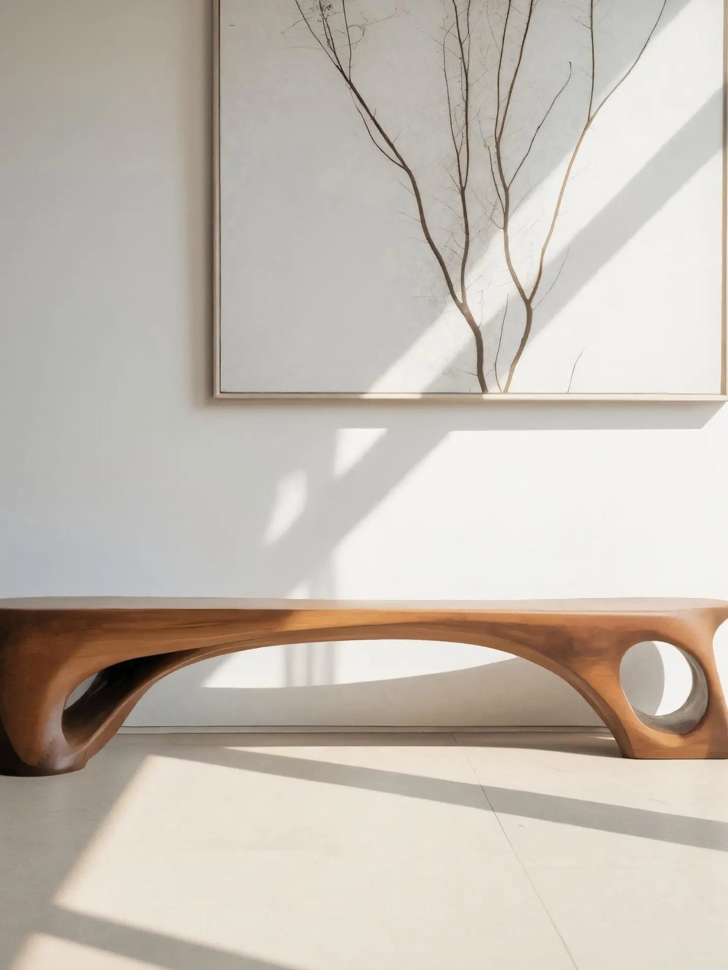 Modern Sculptural Bench With Curved Design For Living Room Kitchnce