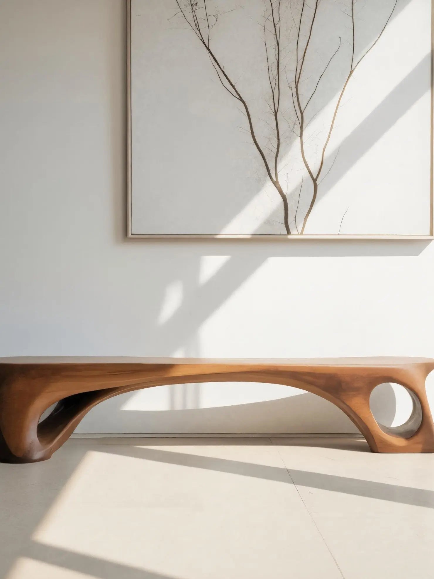 Modern Sculptural Bench With Curved Design For Living Room Kitchnce