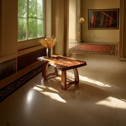 Live Edge Coffee Table with Sculptural Curved Base
