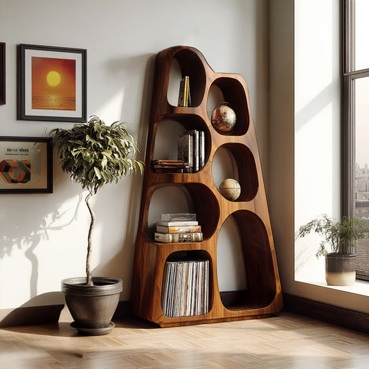 Organic Wooden Bookshelf For Japandi Furniture Decor Kitchnce