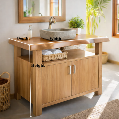 Solid Wood Bathroom Vanity Cabinet with Open Shelf Storage Kitchnce