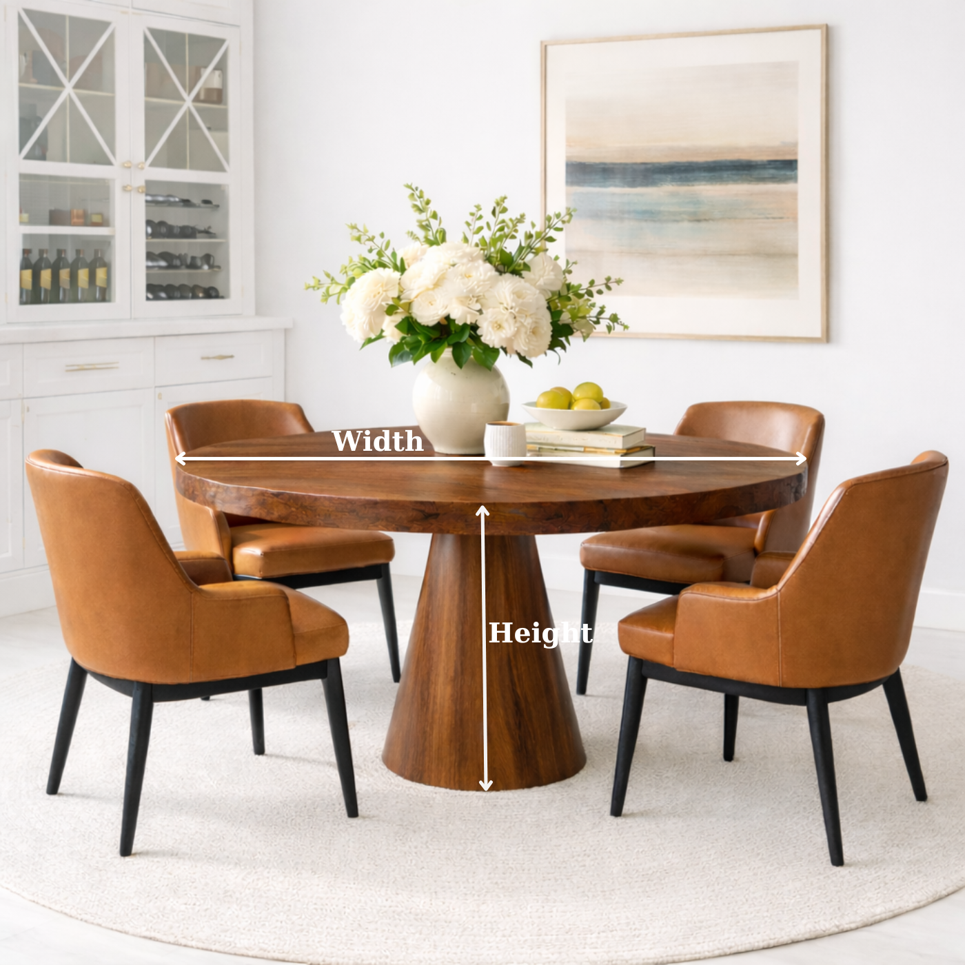 Round Solid Wood Pedestal Dining Table for Morden Home